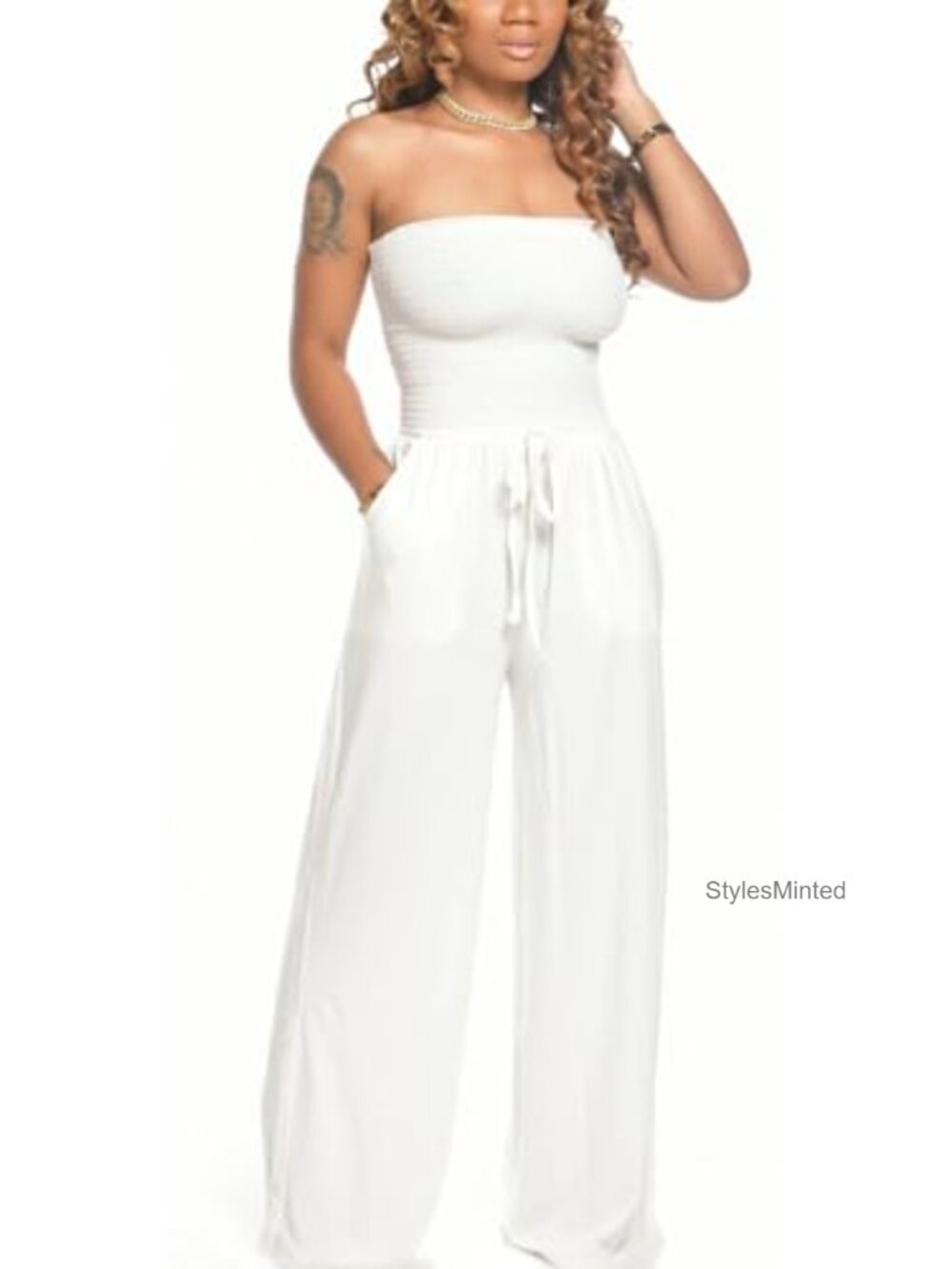 Sleeveless Wide Leg Jumpsuit with Pockets Loose Casual Romper